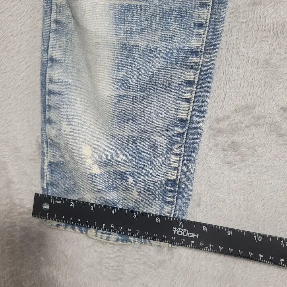 Smoke Rise Jeans Mens 38x34 Blue Light Wash Distressed Ripped Tapered Denim